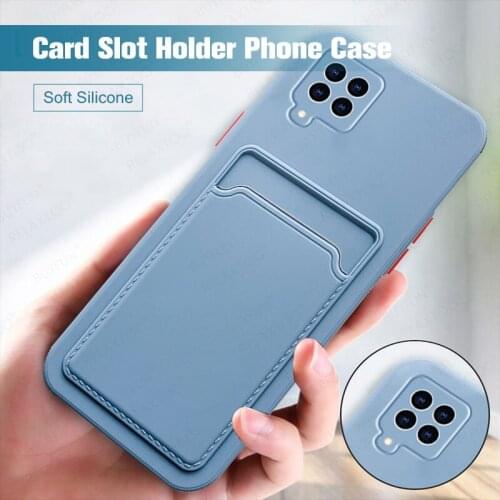 Samung a22 case square card slot wallet soft silicone back cover for samsung galaxy a22 a 22 2021 4g 5g camera shockproof coque