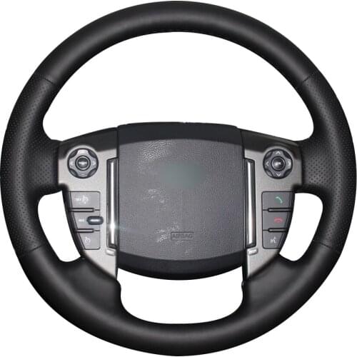 Black Natural Leather Car Steering Wheel Cover for Land Rover Discovery 4 2010-2016