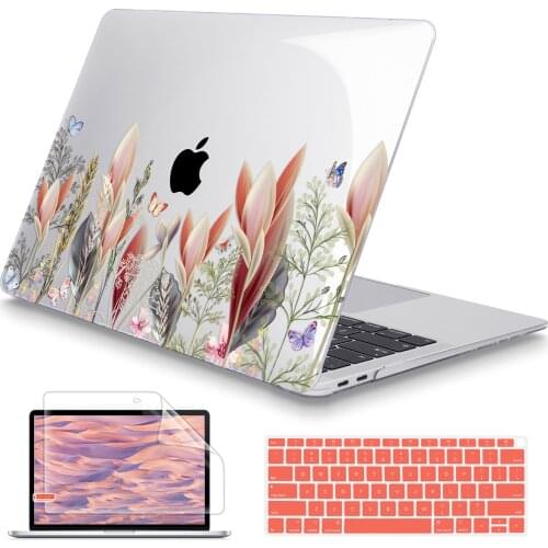 Floral Plastic Hard Case For MacBook Air Pro Retina 11 12 13 15 16inch 2020 M1 A2337 A2179 A2338 Keyboard Cover Screen Protector