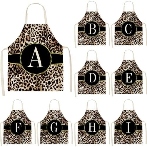 Leopard pattern 26 English letters apron kitchen apron apron for men chef apron kawaii apron kitchen apron Woman kitchen apron