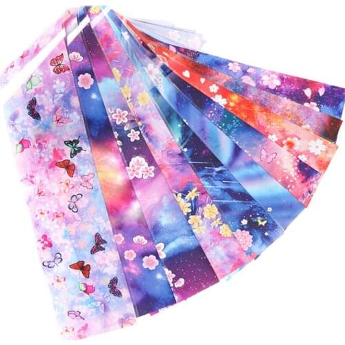10pcs Nail Foils Starry Stickers Flower Butterfly Universe Star Nail Decals Designer Summer Nail Art Decorations Polish Manicure