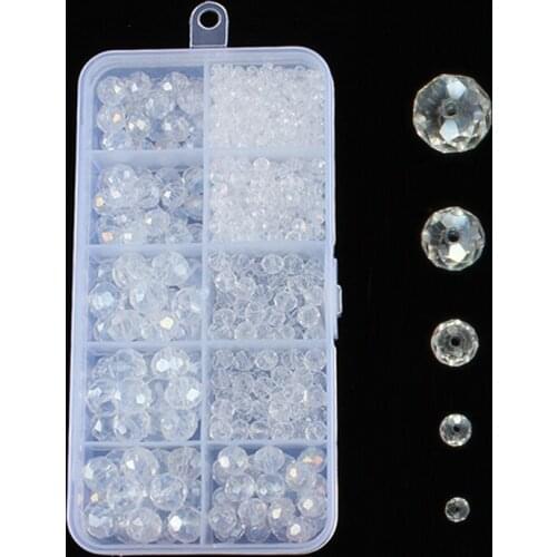 Crystal bead glass bead color transparent dispersion flat bead homemade earring bracelet DIY accessories