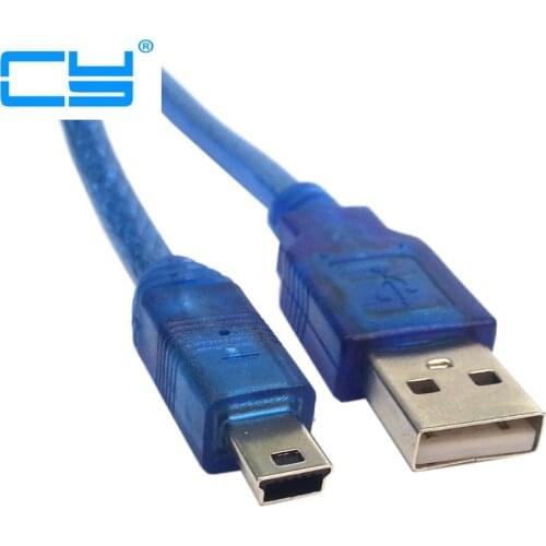1FT/30CM Mini USB Cable Data Sync Charger Clear Blue short Cable for MP3 MP4 Camera Mobile Phones 0.3cm