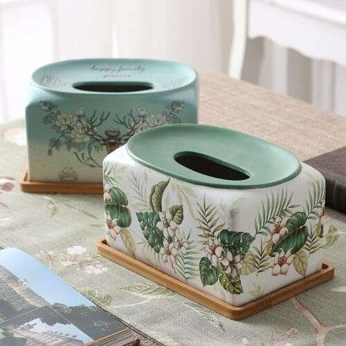 European Retro Fawn Tissue Box Crafts Decoration Simple Living Room Dining Table Luxury Drawer Tray Home Decoration Accessories