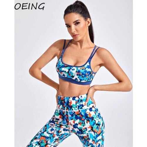2021 Summer Sport Wear Gym Yoga Bra Print Longline Running Underwear Quick Dry Seamless Bra