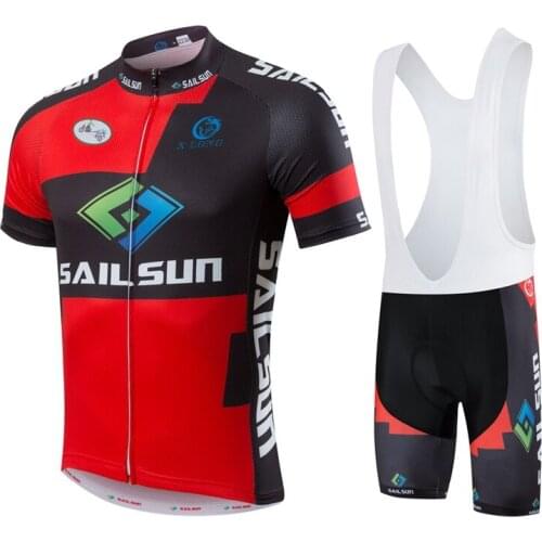 HOT SAIL SUN Men MTB Cycling Clothing bike Jersey Top or Bike Bib Shorts Black Red Male Sports Pro team ropa Bicycle wear