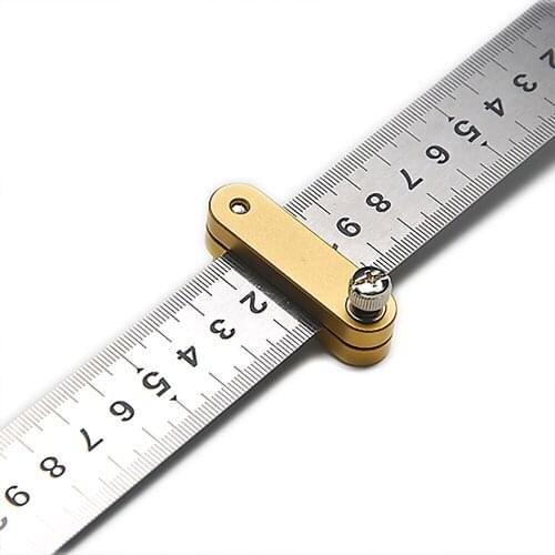Stainless Steel Ruler Positioning Block Steel Ruler Wood Line Locator Brass Ruler Woodworking Carpentry DIY Measuring Tools