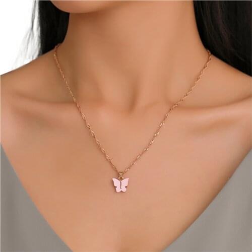 Fashion Butterfly Necklace Women Neck Wrap Chain Chain Gift Women Wedding Party Jewelry Crystal Pendant Necklaces Dropshipping