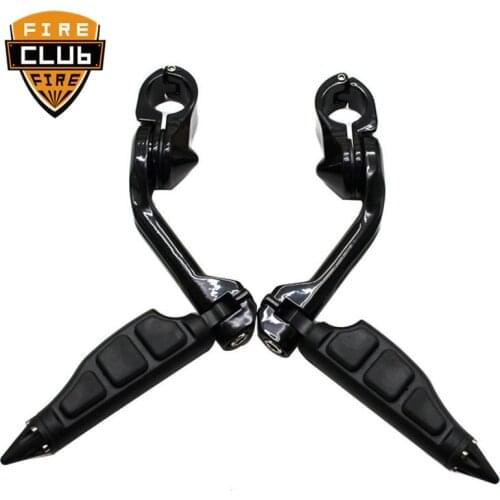 Motorcycle Long Angled Foot Pegs Footrest Mount 1-1/4" 32mm For Harley Dyna Fat Bob Softail Sportster XL 1200 883