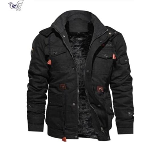 2021 Fleece Jacket Male Winter Military Jacket Men Thermal Parkas Casual Hooded Coats Thick Warm Cotton-Padded Army Pilot Jacket