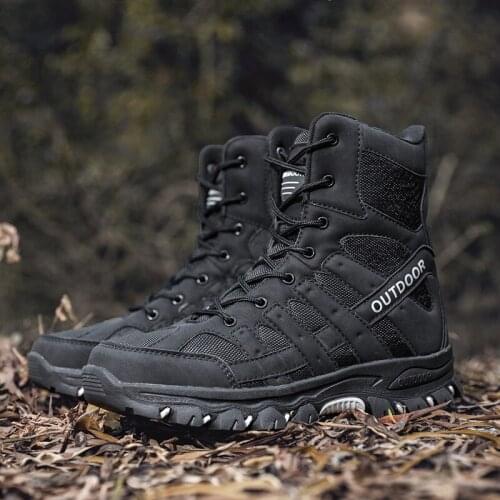 2021 New Mens High-Quality Military Boots High-Top Combat Boots Outdoor Desert Boots Tactical Boots Safety Work Shoes Large Siz