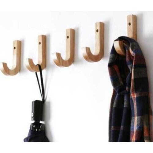 Natural Wooden Hook Wall Hanger Clothes Coat Pants Hanger Office Kitchen Hallway Home Decoration 2021