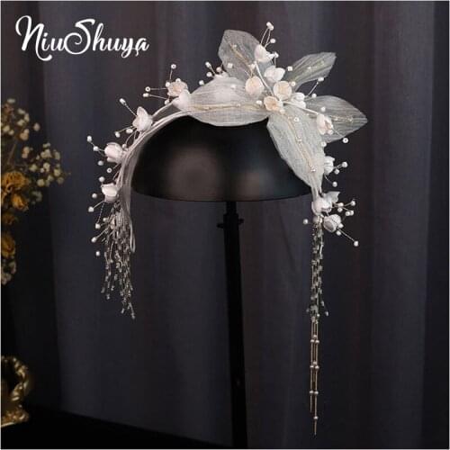 NiuShuya White Flower Floral Headpieces Headwear For Bride Girl Women Headbands Hairbands Tiaras Wedding Accessories Bridal Hair