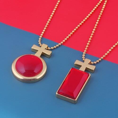 Saga of Tanya the Evil Cosplay Necklace Tanya Degurechaff Red Crystal Cross Gold Chain2020 Fashion Pendant for Women Men Jewelry