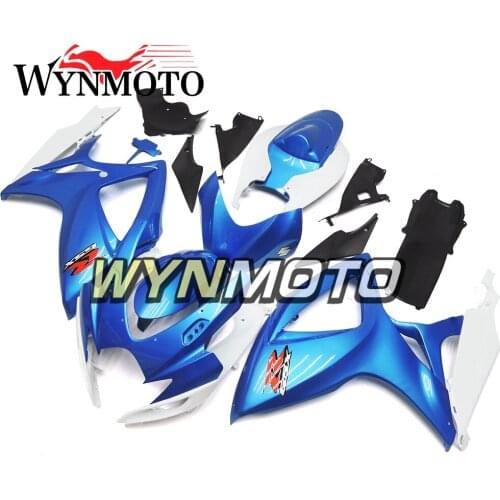 Complete Fairings Kit For GSXR600 750 06-07 2006 2007 K6 Injection ABS Plastics Fairings Full Bodywork Cowlings White Blue Panel