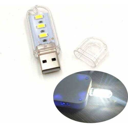 Mini Portable USB LED Night Light Multifunctional Camping lamp 3 LED Light 25630 Chips Keychain Lights Warm White Light