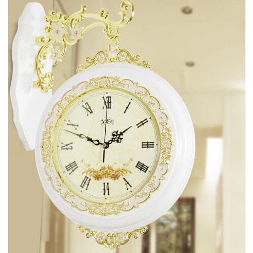 Luxury Double Sided Wall Clock Modern Design Vintage Nordic Europe Style Wall Clock Living Room Zegar Scienny Home Watch JJ60WC