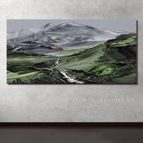 Hand Painted Oil Painting on Canvas Knife Landscape Mountains oil Paintings Wall Art Pictures Home Decoration For Living Room