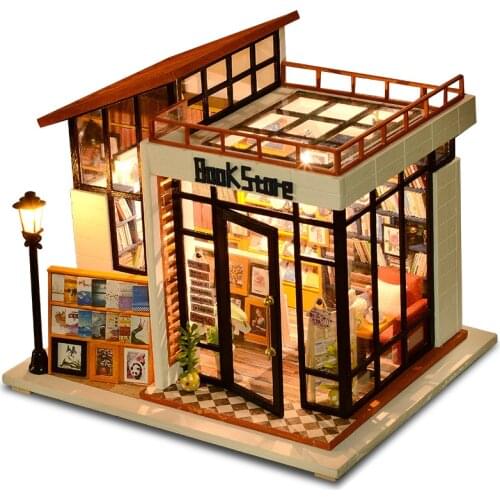 Assemble Diy Doll House Toy Wooden Miniatura Doll Houses Miniature Kit Box Dollhouse Toys With Furniture Led Light Birthday Gift