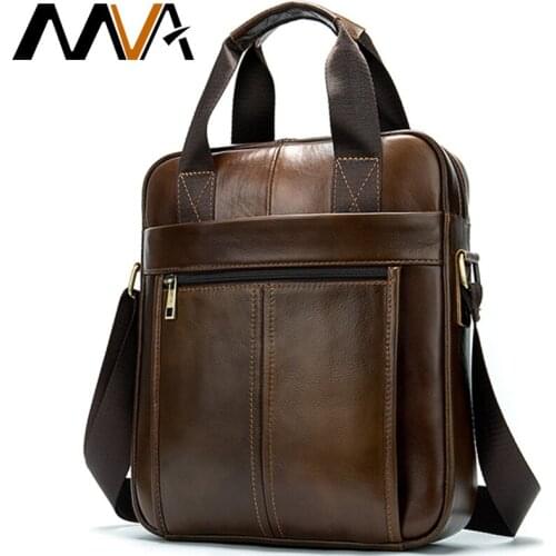 MVA Genuine Leather Mens Shoulder Bags Leather Mens Messenger Male Crossbody Bags Vintage Handbag Men Natural Leather Ipad bag