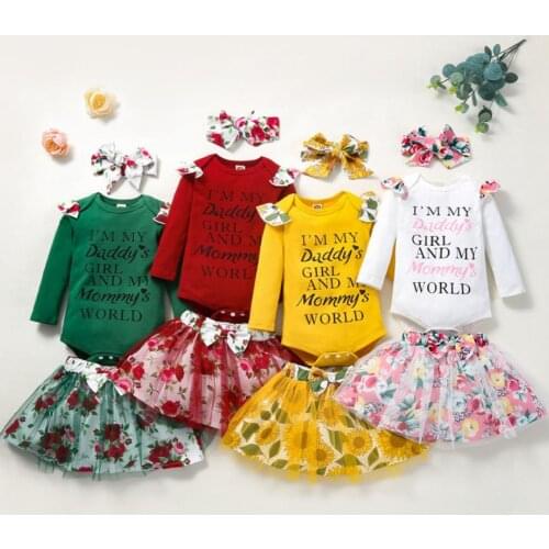 Baby Girls Spring Fall Clothes Set Long Sleeve Collar Yarn Skirt Bow Knot Headdress Warm Babys Sets Yellow/ Green/ Red/ White
