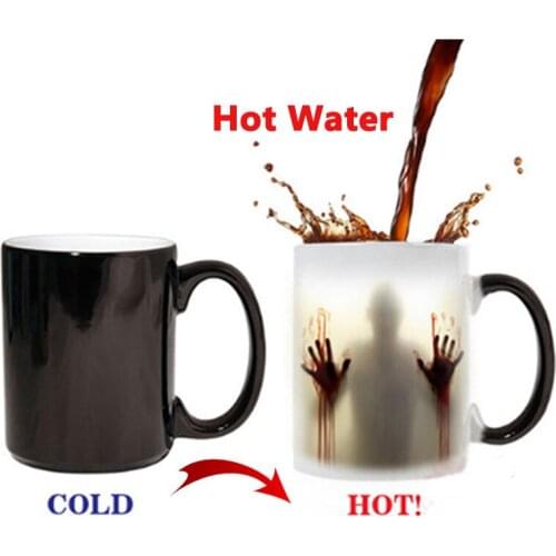 2019 The Walking Dead Magic Mug Color Changing Heat Sensitive Ceramic Coffee Mug Surprise Gifts Magic Tea Cup Mugs Bloody Hands
