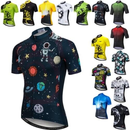 Weimostar Cartoon Cycling Jersey Astronaut Bicycle Cycling Clothing Ropa Ciclismo Quick Dry MTB Bike Jersey Road Bicycle Shirt