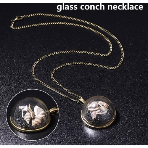 Glass Starfish Shell Necklace Creative Conch Pendant Chain For Female Boho Jewelry Ocean Beach Party Accessories Gift