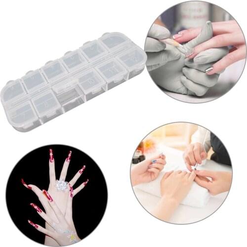 12 Grids Clear Plastic Case Beads Storage Box for Nail Art Manicure Jewelry Display Case Jewelry Storage Bag Box Organizing Boxe