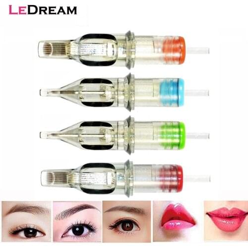 20pcs/lot Disposable Sterilized Permanent Lip Eyebrow Makeup Tattoo Cartridge Needles Round Liner Tattoo Rotary Pen Supplies