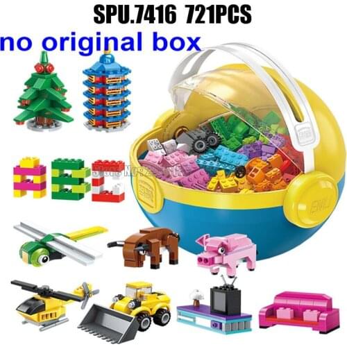 2902 721pcs Animal Helicopter Plane Bedroom Alphabet Letters Diy Creative Tree Bulldozer Building Blocks(no Box) Toy