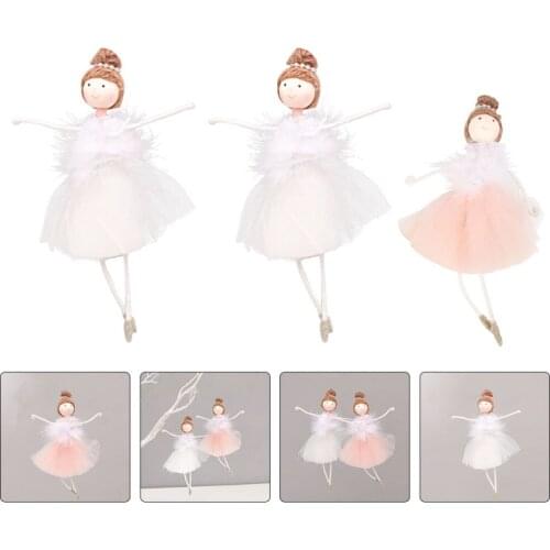 3Pcs Christmas Grenadine Plush Ballet Girl Ornaments Xmas Tree Pendants