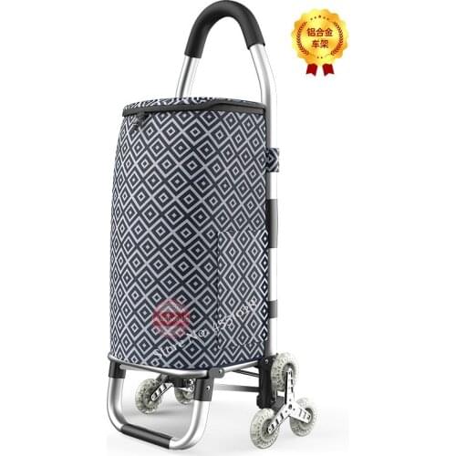 36L Folding Trolley Portable Aluminum Home Stair Climbing Cart with Oxford Cloth Bag Portable Shopping Trolleycart for Elder
