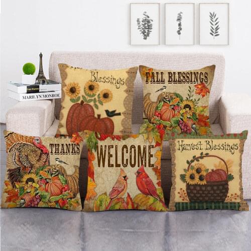 45cm*45cm fall pumpkins throw cushion cover linen/cotton sofa pillow cover decorative pillow case