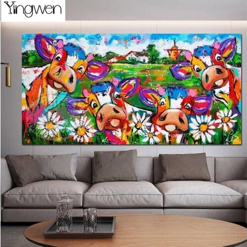 5D DIY Diamond Painting Colorful Cow Diamond Inlay Crafts Cross Stitch Rhinestone Mosaic Gift Diamond Embroidery Stickers Decor