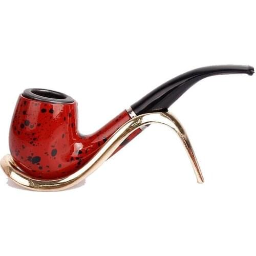 Bakelite Resin Tobacco Pipe Removable Filter Curved Mini Pipe Red Mens Smoking Pipes