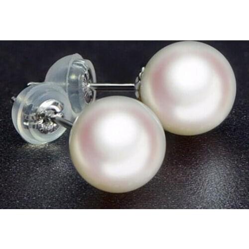 Noble jewelry top quality natural round 11-12mm Australian south sea white pearl earrings 18k gold
