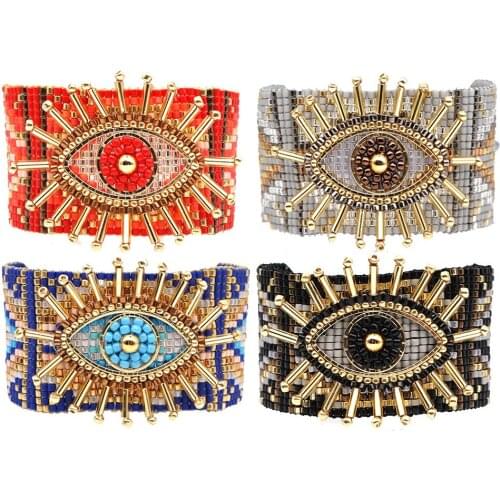 YAUKIA Mexican Demon Eyes Miyuki Bracelet Female Turkish Personality Fashion Pulseras Mujer Moda Armband Hand Woven Jewelry