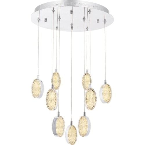 Eray Lighting 58002-9S Chrome Pendant Lamp Led Chandelier