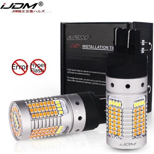 IJDM No Hyper Flash 21W 7443 LED Canbus W21/5W T20 LED Switchback White/Amber LED Bulbs For Daytime Running/Turn Signal Lights