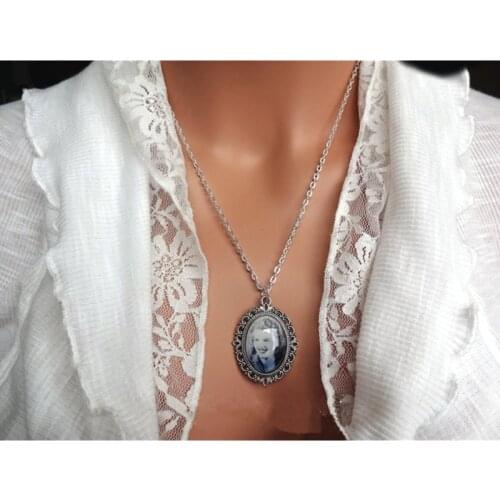 Personalized Photo Necklace, Wedding Memorial Bouquet Charm, Victorian Style Bridal Charm, Picture Pendant, Gift for best friend
