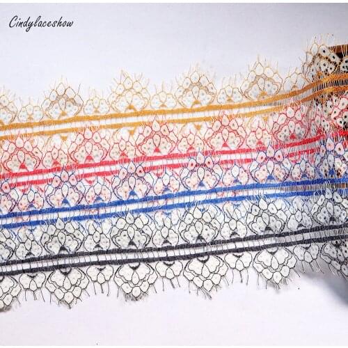 3Meters 9.5cm wide Black Red Blue Double Edge Guipure Eyelash Lace Trimmings Bra Lace Trim French Lace Fabric Wedding Dress Edge