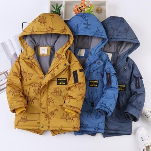 3-14Years Baby Boys Hooded Collar Jacket Warm Teen Winter Christmas Jacket for Boys Clothes Thickened Padded Coat