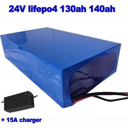 LiFePO4 LFP 24V 130ah 140ah lithium phosphate iron Battery Pack for off-grid solar energy power UPS AGV forklift EV +15A charger