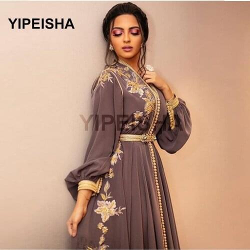Moroccan Dubai Kaftan Lace Evening Dresses 2021 Embroidery Appliques Long Formal Dress Full Sleeve Arabic Muslim Party Gowns