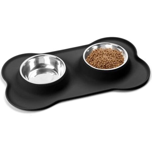 Dog Bowls Stainless Steel Dog Bowl with No Spill Dog Food Bowl Non-Slip Silicone Mat Feeder Bowls for Small Medium Large Pets