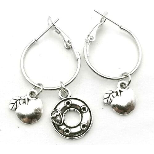 Fashion Cute Apple Donuts Irregular Earrings Sweet Earrings Jewelry Charm Earrings Creative Gift for Women Small Hoop Earrings