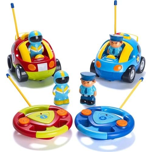 Cartoon RC Race Car Radio Remote Control with Music Lights & Sound for Kids & Children Police Vehicles Toys For Boy Toys Gifts