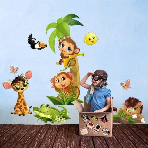R00364 jungle animal wall stickers wall decor baby kids bedroom nursery bedroom