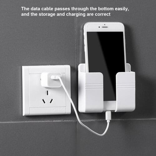 Wall Mounted Organizer Storage Box Remote Control Mounted Mobile Phone Plug Wall Holder Charging Multifunction Holder Stand